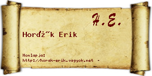 Horák Erik névjegykártya