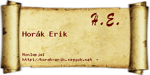 Horák Erik névjegykártya
